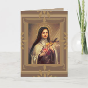 Carte St. Therese Petite Fleur avec roses roses roses ro
