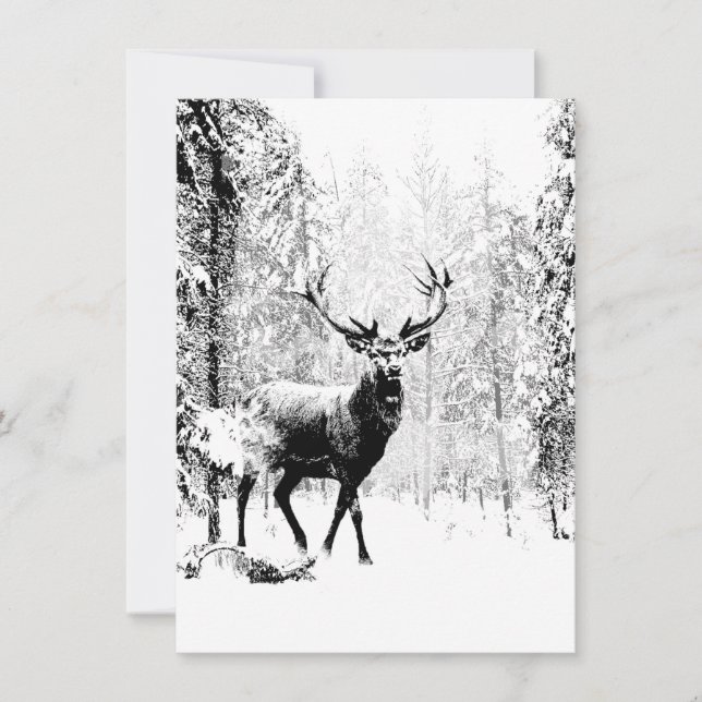 Carte Stade Deer Forêt d'hiver Faune Animal Nature Art (Devant)