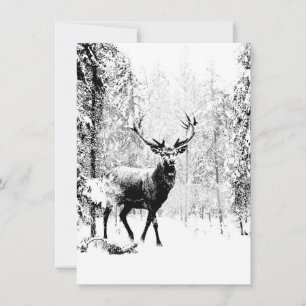 Carte Stade Deer Forêt d'hiver Faune Animal Nature Art