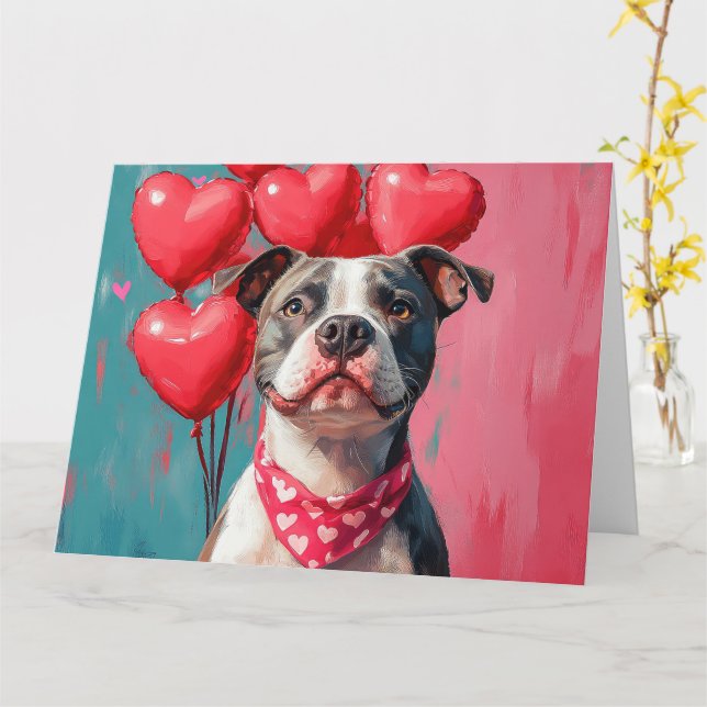 Carte Staffordshire américain Terrier Pop-Art (Fleur jaune)