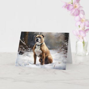 Carte Staffordshire Bull Terrier Laisser neiger Noël