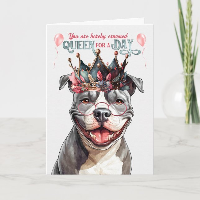 Carte Staffordshire Dog Queen pour une journée Anniversa (Devant)