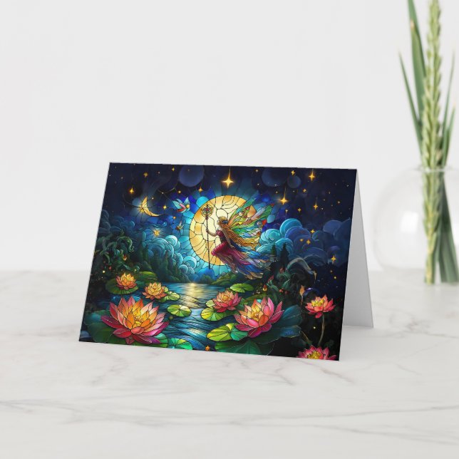Carte Stained Glass Moonlight Flight Fairy (Devant)