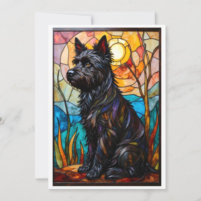 Carte Stained Glass Style Cairn Terrier Dog Flat (Devant)