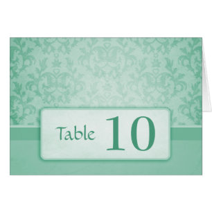 Carte stand numéro de table mariage damassé verte
