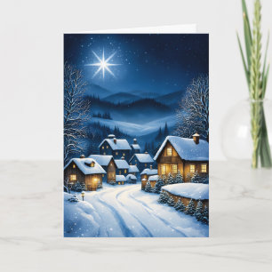 Carte Star de Noël au-dessus du petit village