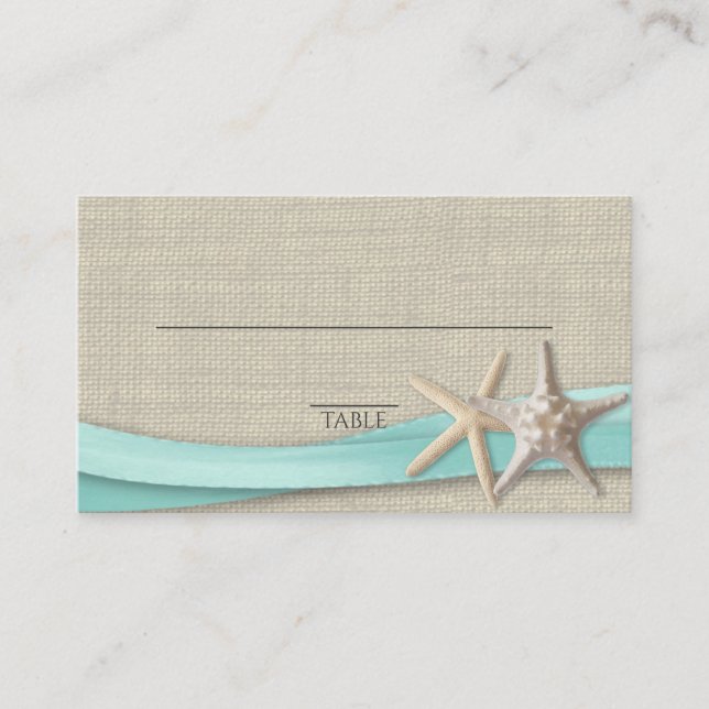 Carte Starfish and Ribbon Place Aqua (Devant)