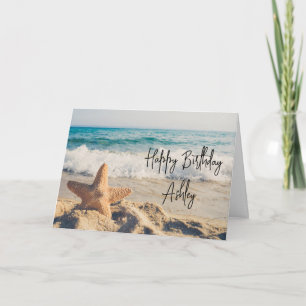 Carte Starfish sur une plage de sable Photo Anniversaire