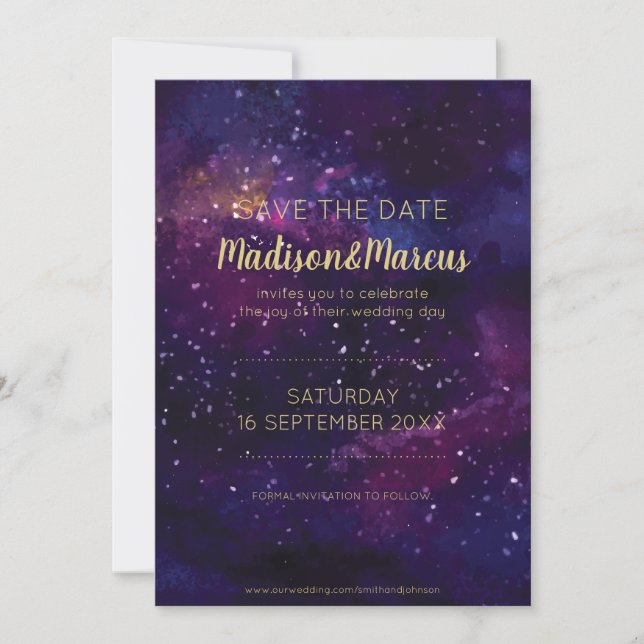 Carte Starry Evening Sky Watercolor Mariage (Devant)