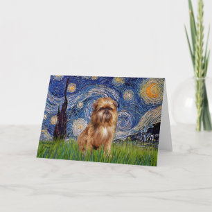 Carte Starry Night - Brown Bruxelles Griffon