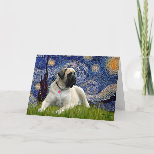 Carte Starry Night - Bull Mastiff (allongé) (Devant)