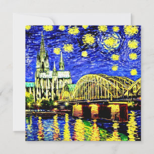 Carte Starry Night Cologne Allemagne Cathédrale