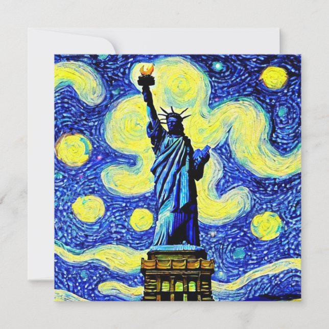 Carte Starry Night Statue De Liberty New York (Devant)