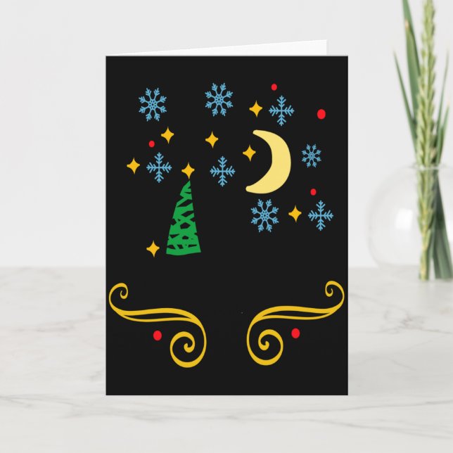 Carte Stars Moon Snowflakes And Merry Christmas Kids  (Devant)