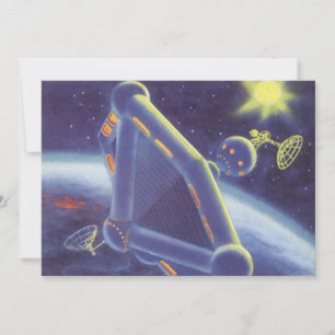 Carte Station spatial en orbite de science-fiction vinta