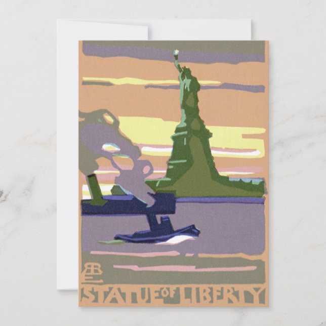 Carte Statue de la Liberté à New York, Voyage Rétro (Devant)