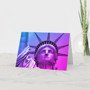 Carte Statue de la Liberté New York Art Pop Bleu Violet