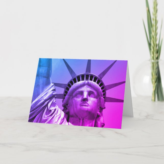 Carte Statue de la Liberté New York Art Pop Violet Bleu (Devant)