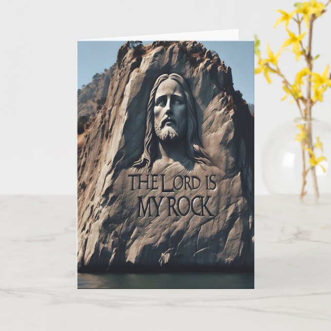 Carte Statue Divine : Le Seigneur Est Mon Rocher (Fleur jaune)