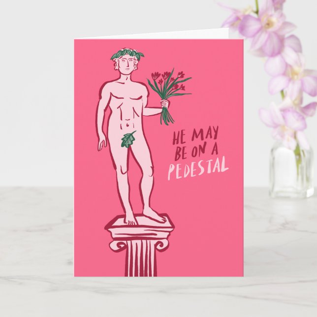 Carte STATUE GALENTINE Valentine Whimsical Funny Hype (Orchidée)
