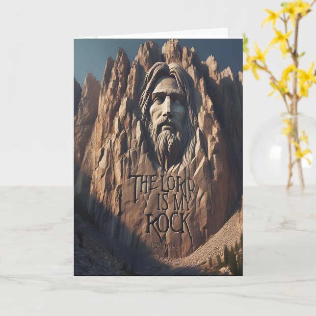 Carte Statue majestueuse de Jésus : Le Seigneur est mon  (Fleur jaune)
