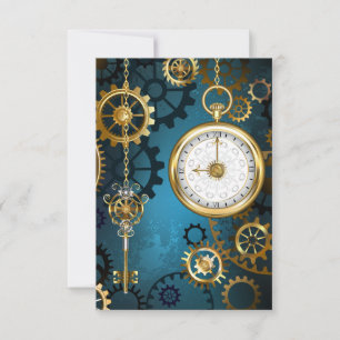 Carte Steampunk Arrière - plan turquoise avec Gears
