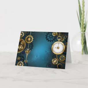 Carte Steampunk Arrière - plan turquoise avec Gears