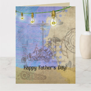 Carte Steampunk Mécanique Edison Light Bulb Architect