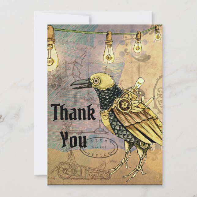 Carte Steampunk Raven Merci (Devant)