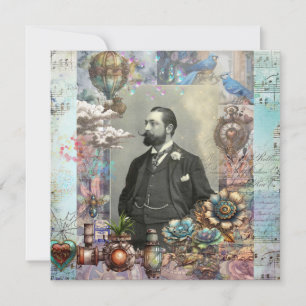 Carte Steampunk Victorian Man et son rêve Merci