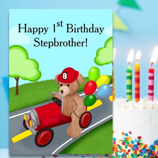 Carte Stepbrother 1er anniversaire Teddy Bear Camion (Créateur téléchargé)