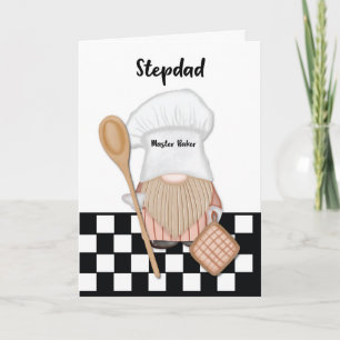 Carte Stepdad Anniversaire Whimsical Gnome Baker Baking