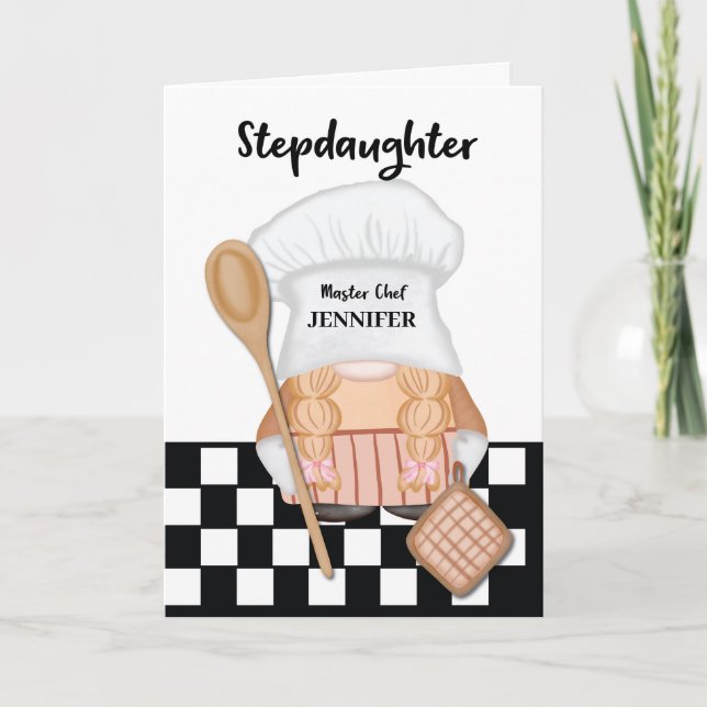 Carte Stepgirl Birthday Whimsical Gnome Chef Cuisine (Devant)