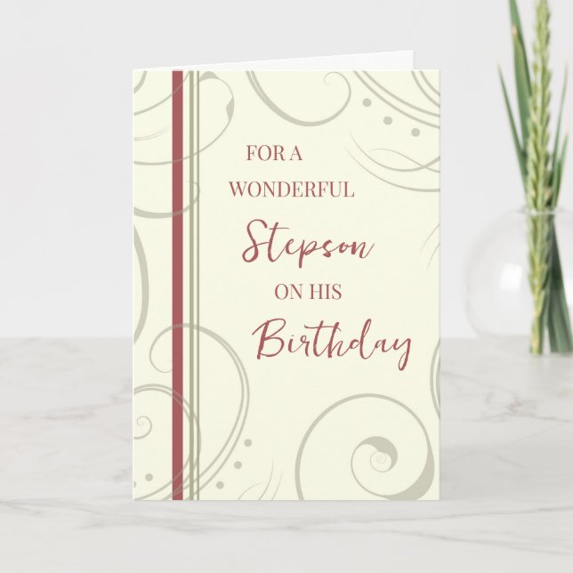 Carte Stepson rouge et beige Anniversaire (Devant)