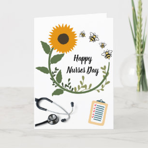 Carte Stethoscope de tournesol Bonne journée des infirmi