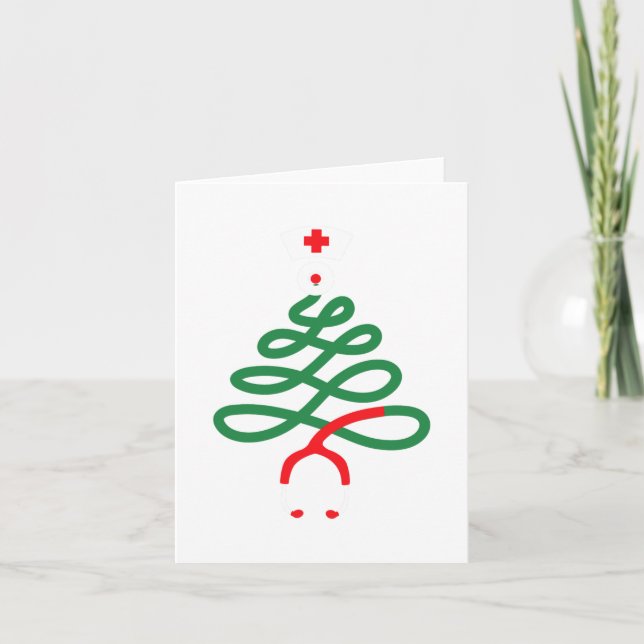 Carte stéthoscope noël arbre infirmière drôle infirmière (Devant)