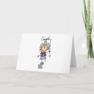 Carte Stick Figure Cowgirl with Lasso Card