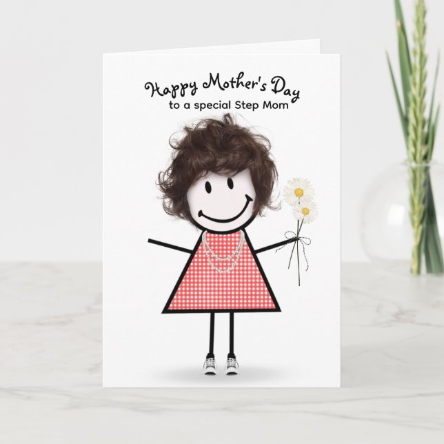 Carte Stick Figure Fête des Mères Fille pour Stepmaman (Devant)