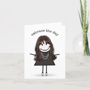 Carte Stick Figure Girl En Basket Bonjour