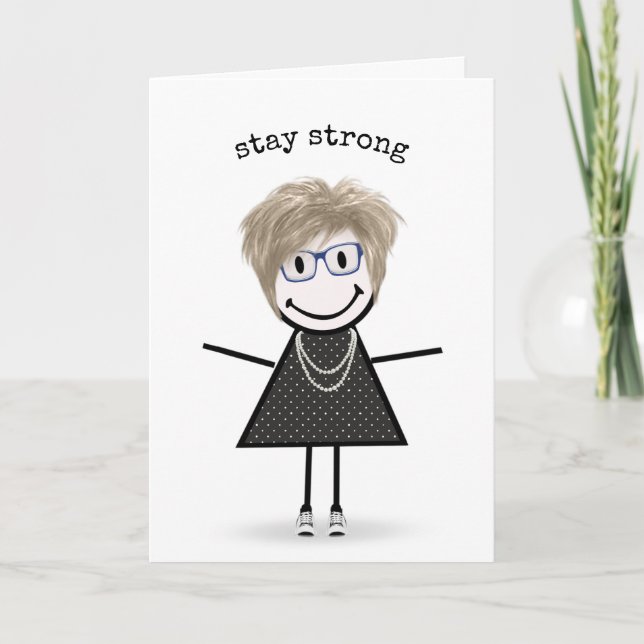 Carte Stick Figure Girl En Basket Penser De Vous (Devant)