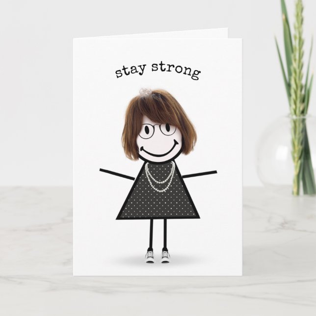 Carte Stick Figure Girl En Basket Penser De Vous (Devant)