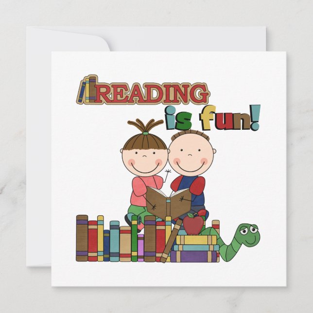 Carte Stick Figure Kids Reading is Fun (Devant)