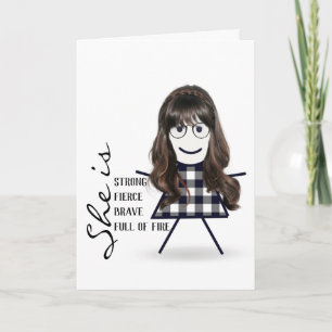 Carte Stick Girl avec cheveux longs pour soeur
