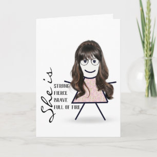 Carte Stick Girl avec cheveux longs pour soeur