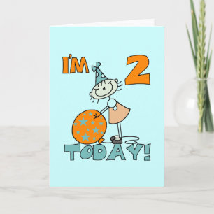 Carte Stick Girl I'm 2 Today Tshirts et cadeaux