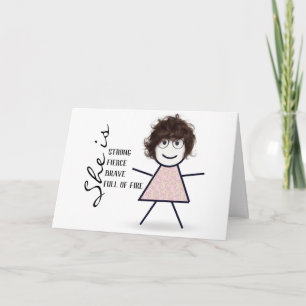 Carte Stick Girl with Hair Encouragement