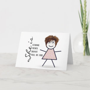 Carte Stick Girl with Hair for Mom