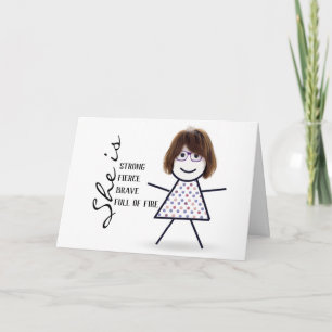 Carte Stick Girl with Hair for Mom's Birthday
