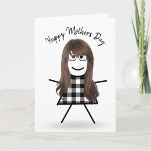 Carte Stick Girl with Hair for Mother's Day