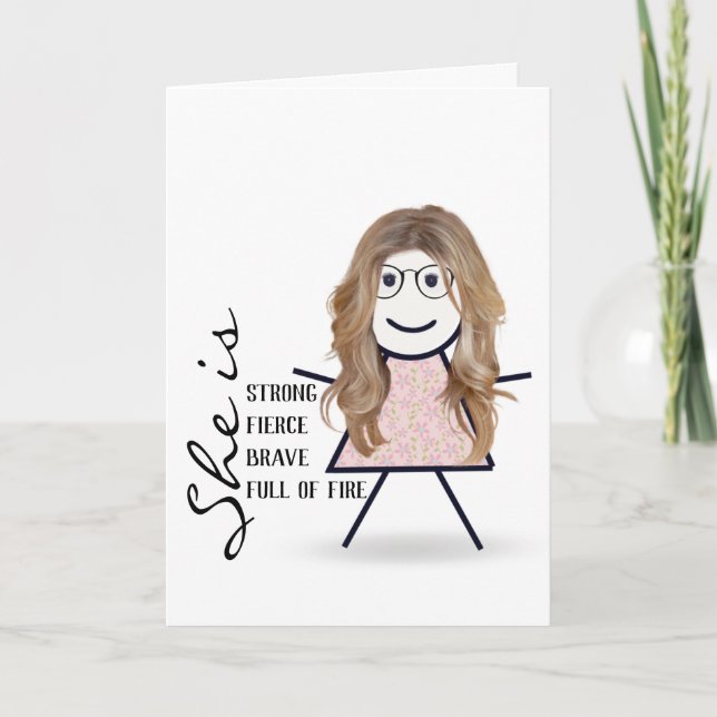 Carte Stick Girl with Hair For Sister (Devant)